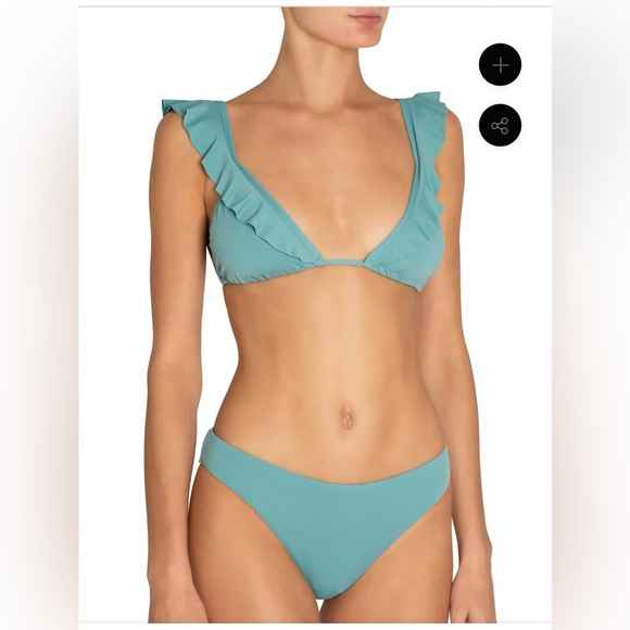Eberjey Graziela Ruffle Bikini in Teal M - Picture 1 of 7
